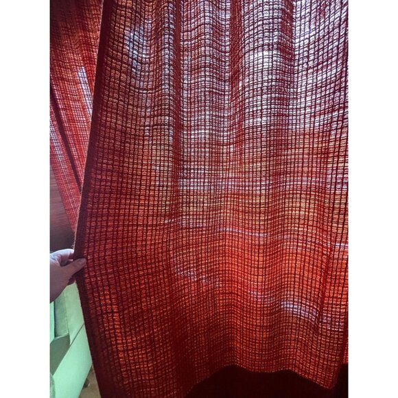 Vintage 70s pleated curtain, burnt orange/brick thick woven panel, price for 1 - Picture 3 of 9